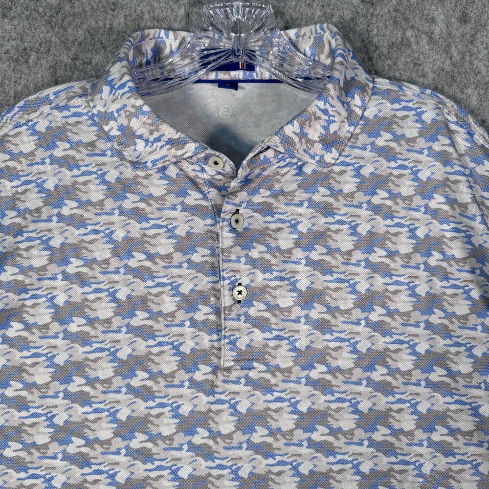Stitch Polo Shirt Men XL Blue Gray Camo Performance Golf Short Sleeve Embroidery